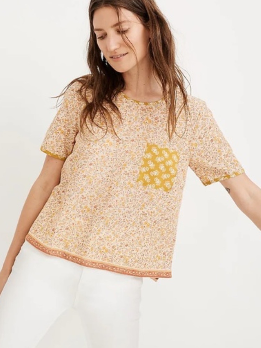 Madewell Buttonback Floral Tee Shirt Women’s Small